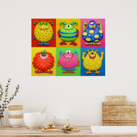 Monster Baby Boy Shower Nursery Poster (Keuken)