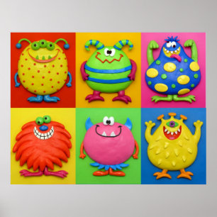 Monster Baby Boy Shower Nursery Poster
