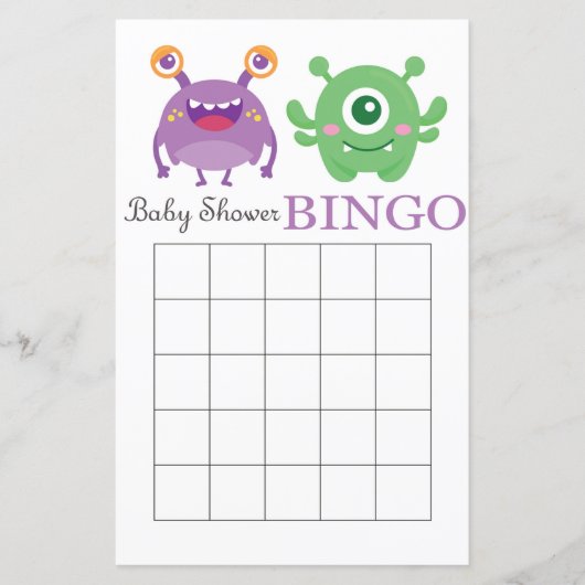 Monster baby shower bingo (Voorkant)