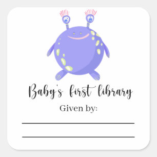 Monster - Baby Shower boekplaat, boeken voor baby Vierkante Sticker