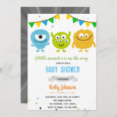 Monster baby shower uitnodiging (Voorkant / Achterkant)