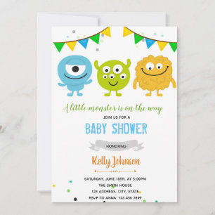 Monster baby shower uitnodiging