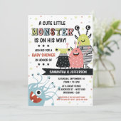 Monster Baby shower Uitnodiging (Staand voorkant)