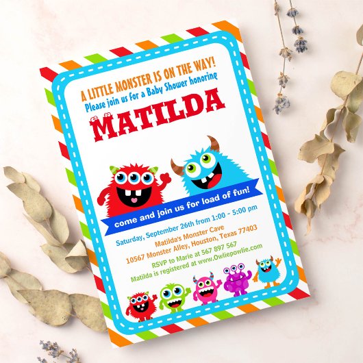 Monster Bash Baby shower Kaart