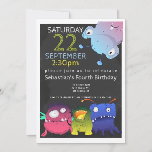 Monster Bash Birthday Party - Gepersonaliseerd Kaart (Voorkant)