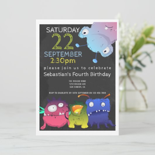 Monster Bash Birthday Party - Gepersonaliseerd Kaart (Staand voorkant)