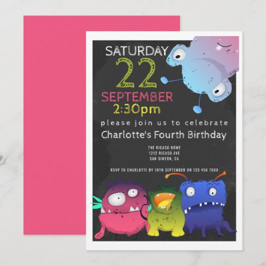 Monster Bash Birthday Party - Gepersonaliseerd Kaart (Voorkant / Achterkant)