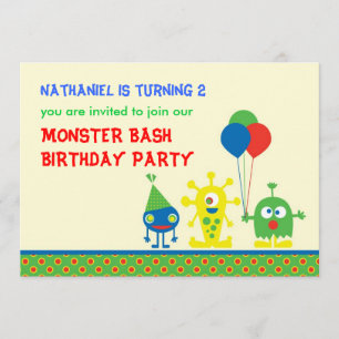 Monster Bash Birthday Party Invitation Kaart