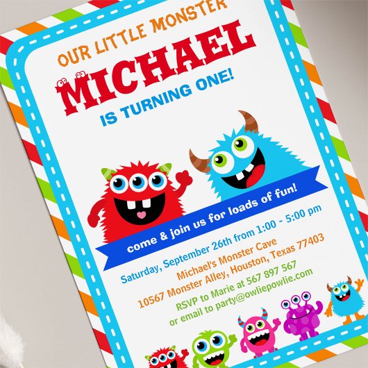 Monster Bash Birthday Party Invitation Kaart