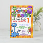 Monster Bash Birthday Party Invitation - Red Kaart (Staand voorkant)