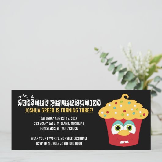Monster Bash Birthday Party Kaart (Staand voorkant)