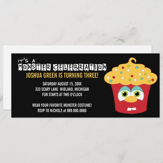 Monster Bash Birthday Party Kaart (Voorkant / Achterkant)