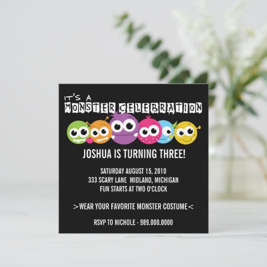 Monster Bash Birthday Party Kaart (Staand voorkant)