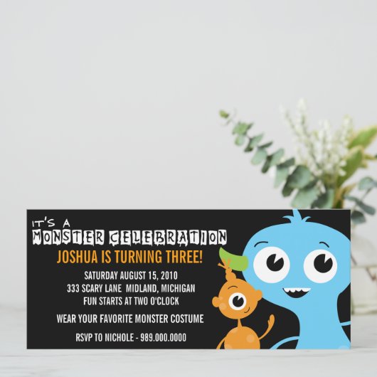 Monster Bash Birthday Party Kaart (Staand voorkant)