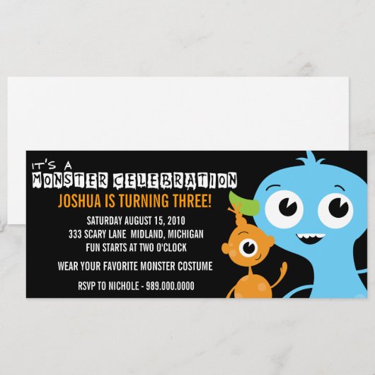 Monster Bash Birthday Party Kaart (Voorkant / Achterkant)