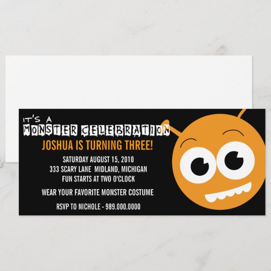 Monster Bash Birthday Party Kaart (Voorkant / Achterkant)