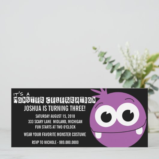 Monster Bash Birthday Party Kaart (Staand voorkant)
