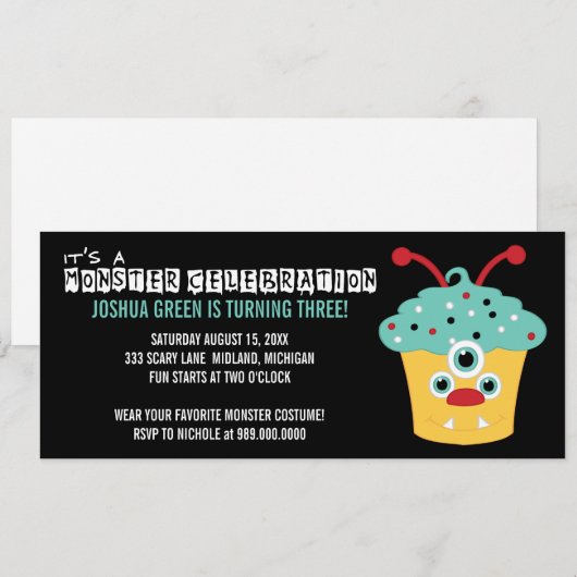 Monster Bash Birthday Party Kaart (Voorkant / Achterkant)