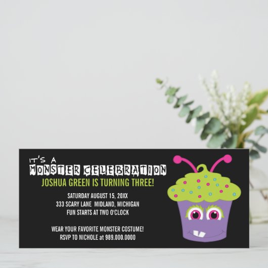 Monster Bash Birthday Party Kaart (Staand voorkant)