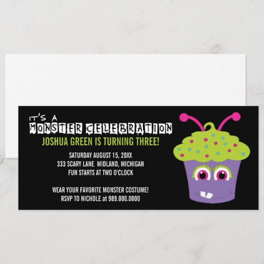 Monster Bash Birthday Party Kaart (Voorkant / Achterkant)