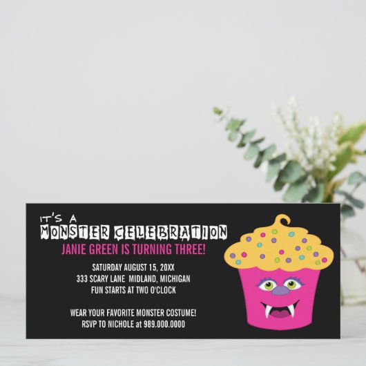 Monster Bash Birthday Party Kaart (Staand voorkant)