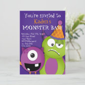 Monster Bash Birthday Party Kaart (Staand voorkant)