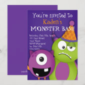 Monster Bash Birthday Party Kaart (Voorkant / Achterkant)