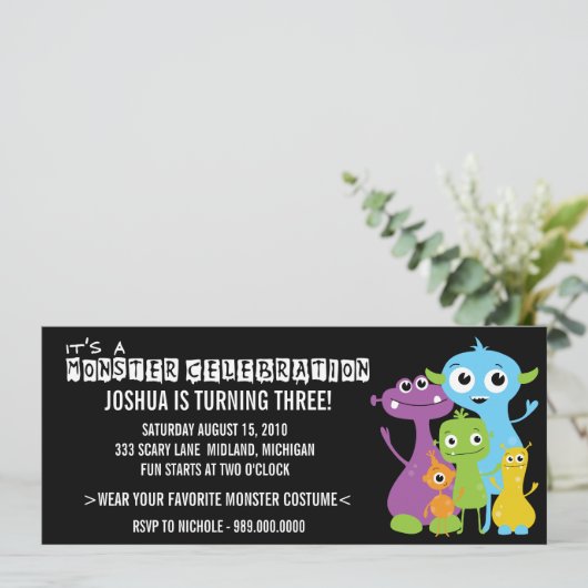 Monster Bash Birthday Party Kaart (Staand voorkant)