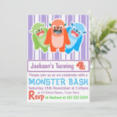 Monster Bash Colorful Fun Custom Kids Birthday Kaart (Staand voorkant)