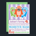 Monster Bash Colorful Fun Custom Kids Birthday Kaart<br><div class="desc">Colorful Happy Monster Birthday-uitnodiging voor kinderen.</div>
