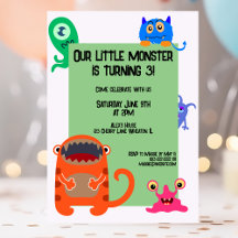Monster Bash Cute Kind Birthday Party