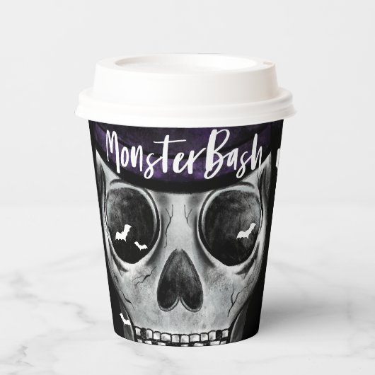 Monster Bash Fun Spooky Skelet Halloween Party Papieren Bekers (Voorkant)