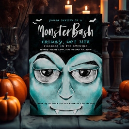 Monster Bash Fun Spooky Vampier Halloween Party Kaart