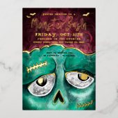 Monster Bash Fun Spooky Zombie Halloween Party Folie Uitnodiging (Voorkant)