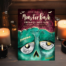Monster Bash Fun Spooky Zombie Halloween Party Folie Uitnodiging