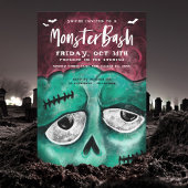 Monster Bash Fun Spooky Zombie Halloween Party Kaart