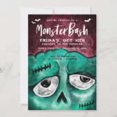Monster Bash Fun Spooky Zombie Halloween Party Kaart (Voorkant)