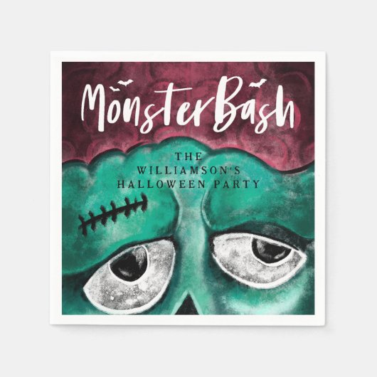 Monster Bash Fun Spooky Zombie Halloween Party Servet (Voorkant)