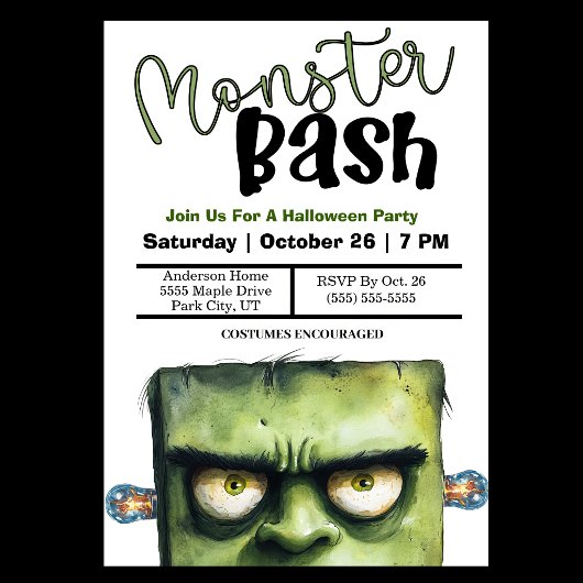 Monster Bash Halloween-feest Kaart