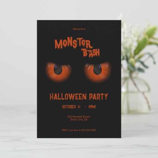 Monster Bash Halloween Kaart (Staand voorkant)