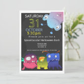 Monster Bash Halloween Party Gepersonaliseerd Kaart (Staand voorkant)