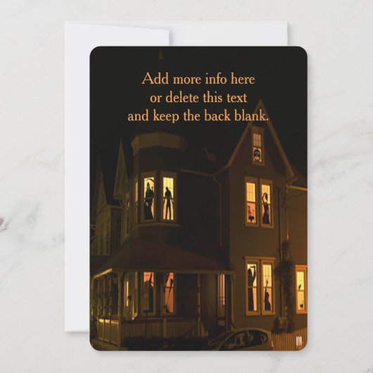 Monster Bash Halloween Party Kaart (Achterkant)