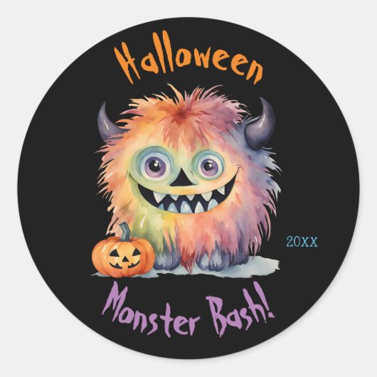 Monster Bash Halloween Party Ronde Sticker (Voorkant)