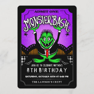 Monster Bash Halloween verjaardagsfeestje uitnodig Kaart