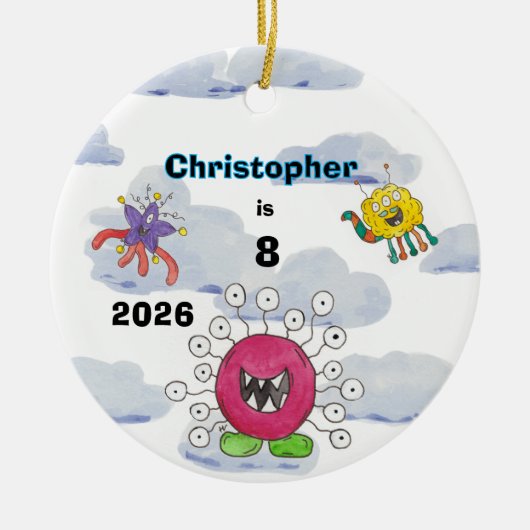 Monster Bash in Clouds Verjaardag Aandenken Orname Keramisch Ornament (Voorkant)