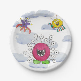 Monster Bash in de Wolken Verjaardags Papieren Bor Bordje