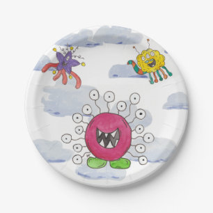 Monster Bash in de Wolken Verjaardags Papieren Bor Bordje
