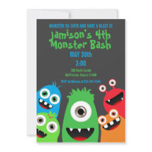 Monster Bash Kids Birthday Party Invitations