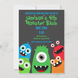 Monster Bash Kids Birthday Party Invitations Kaart