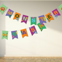 Monster Bash Kinder Halloween decor banner vlag